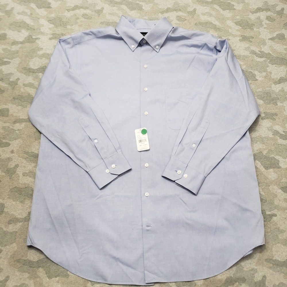 Rochester Shirt Mens 17‎ Blue Non Iron Long Sleeve Button-Up NWT